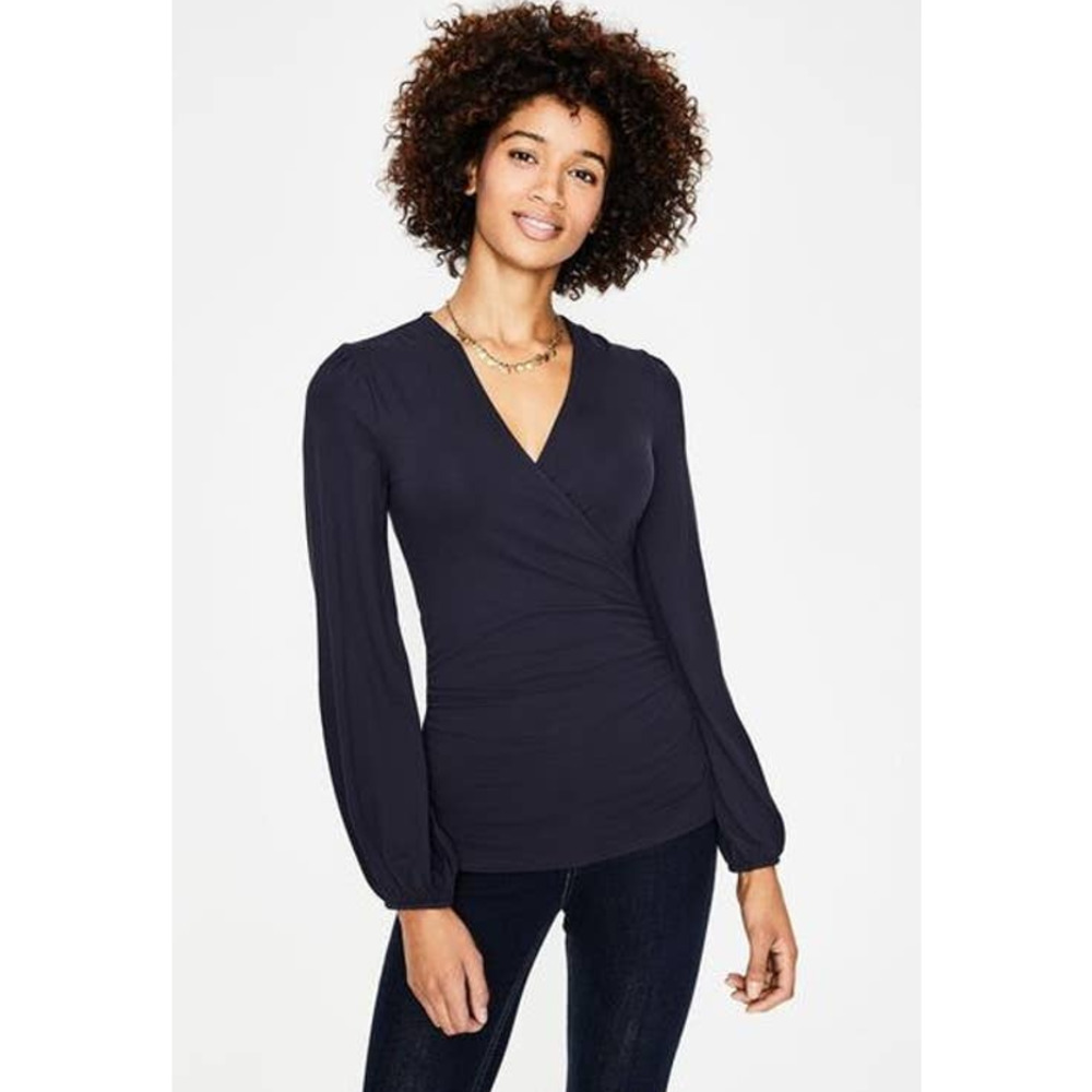 Boden Elodie Jersey Wrap Top Black Size: US 14